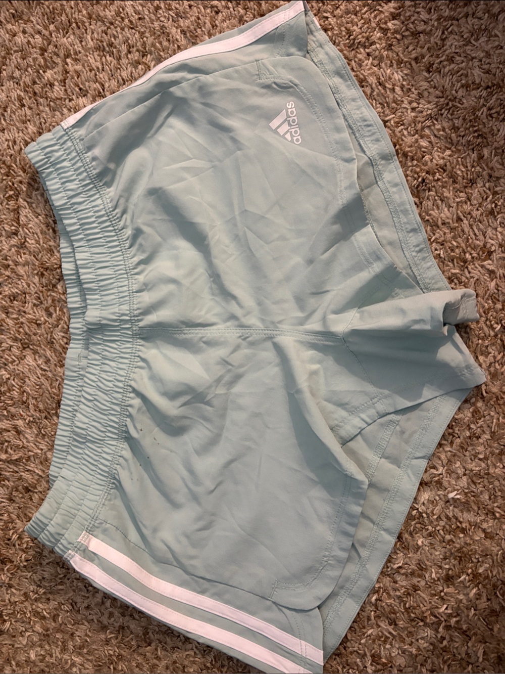 adidas Light Mint Athletic Shorts with White Trim